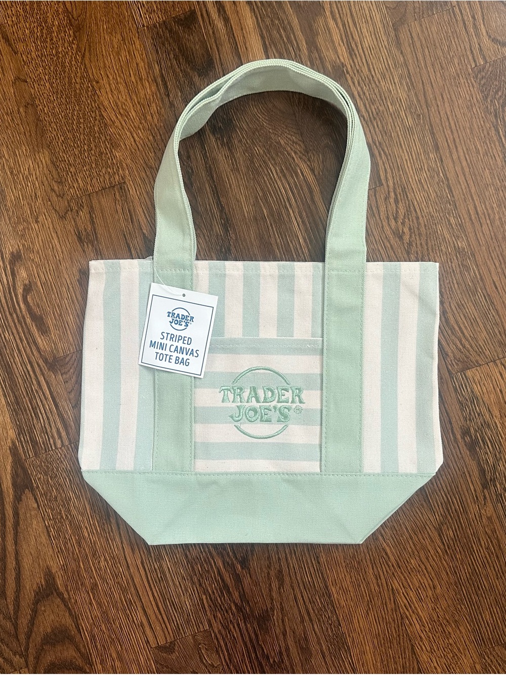 Trader Joe's Mint Stripe Canvas Tote
